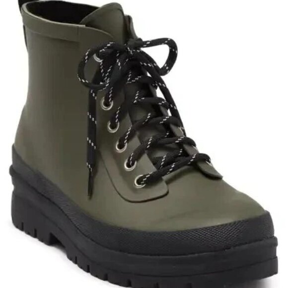 Chooka Redmond Hiker Biker Boots Textile Lined Lace Up Olive Green size 8 New - Picture 1 of 3